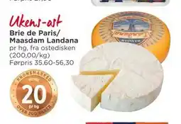 Meny Brie de Paris/ Maasdam Landana tilbud