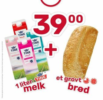Matkroken 1 liter. melk + et grovt brød tilbud