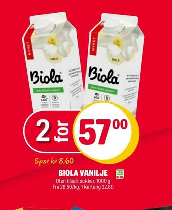Coop Extra Biola vanilje tilbud