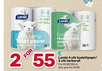 Lambi 4 stk toalettpapir/ 2 stk tørkerull