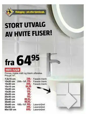 Bauhaus Hvite fliser tilbud