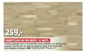 Bauhaus Parkettgulv eik pro white, 5g mattl tilbud