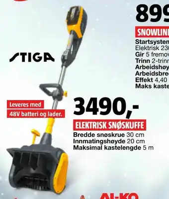 Bauhaus Elektrisk snøskuffe tilbud