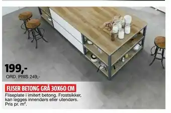 Fliser betong grå 30x60 cm