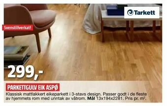 Bauhaus Parkettgulv eik aspø tilbud