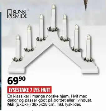 Bauhaus Lysestake 7 lys hvit tilbud