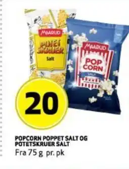 Bunnpris POPCORN POPPET SALT OG POTETSKRUER SALT tilbud