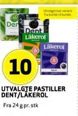 Bunnpris UTVALGTE PASTILLER DENT/LÄKEROL tilbud