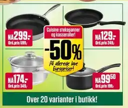 Europris Cuisine stekepanner og kasseroller tilbud