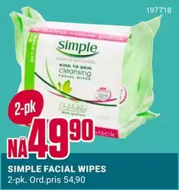 Europris SIMPLE FACIAL WIPES tilbud