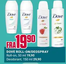 Europris DOVE ROLL-ON/DEOSPRAY tilbud