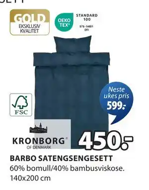 JYSK BARBO SATENGSENGESETT tilbud