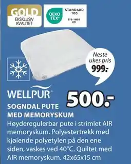 JYSK SOGNDAL PUTE MED MEMORYSKUM tilbud