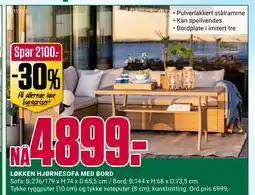 Europris LØKKEN HJØRNESOFA MED BORD tilbud