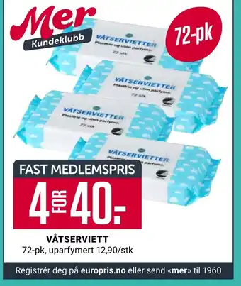 Europris VÅTSERVIETT tilbud