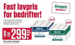 Europris Maxi toalett-/tørkepapir tilbud