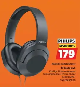 POWER PHILIPS Kablede hodetelefoner tilbud