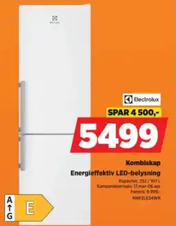 POWER ELECTROLUX Kombiskap Energieffektiv LED-belysning tilbud
