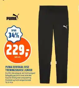 Coop Obs PUMA IDIVIDUAL RISE TRENINGSBUKSE JUNIOR DryCELL-teknologi tilbud