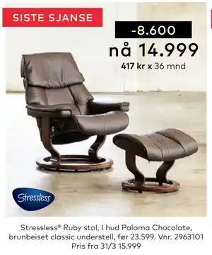 Skeidar Stressless Ruby stol tilbud