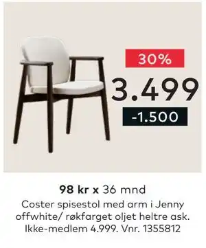 Skeidar Coster spisestol tilbud