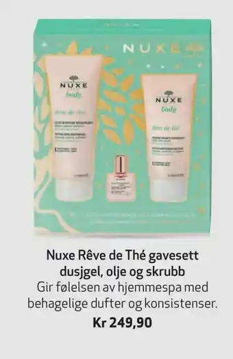 Apotek 1 Nuxe Rêve de Thé gavesett dusjgel, olje og skrubb tilbud