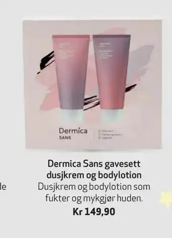 Apotek 1 Dermica Sans gavesett dusjkrem og bodylotion tilbud