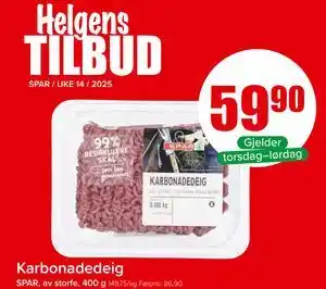Spar Karbonadedeig tilbud