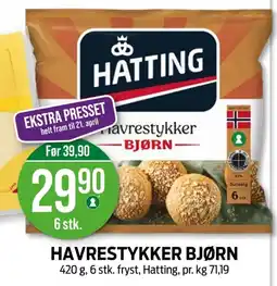 Kiwi HATTING Havrestykker bjørn tilbud