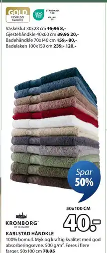 JYSK KARLSTAD HÅNDKLE tilbud