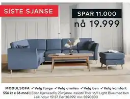 Skeidar Eden hjørnesofa tilbud