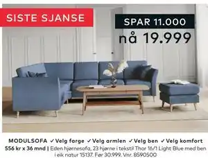 Skeidar Eden hjørnesofa tilbud