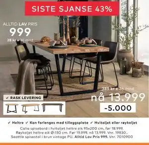 Skeidar Seattle spisestol tilbud