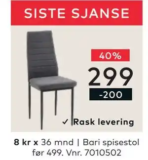 Skeidar Bari spisestol tilbud