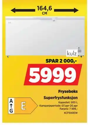 POWER Fryseboks tilbud