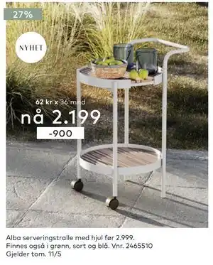Skeidar Alba serveringstralle tilbud