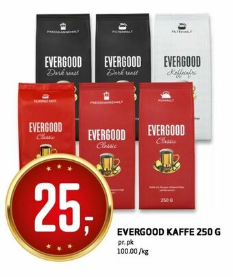 Bunnpris Evergood kaffe 250 g tilbud