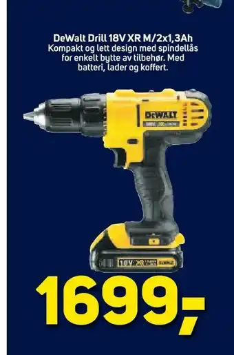 Megaflis DeWalt Drill 18V XR M/2x1,3Ah tilbud