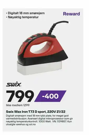 XXL Sport Swix Wax Iron T73 D sport, 220V 21/22 tilbud