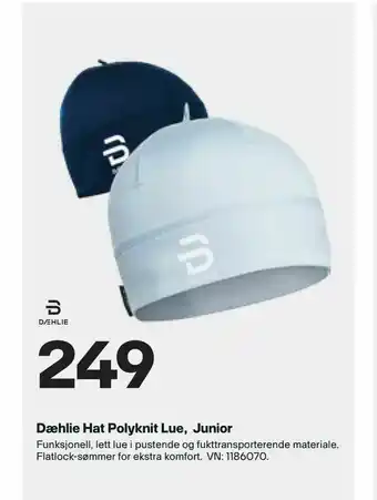 XXL Sport Dæhlie Hat Polyknit Lue, Junior tilbud