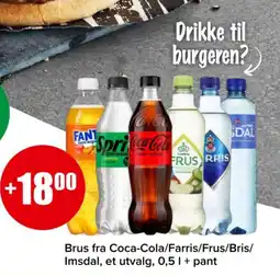 Spar Brus fra coca-cola/farris/frus/bris/ imsdal, et utvalg tilbud