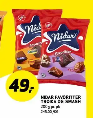 Bunnpris NIDAR FAVORITTER TROIKA OG SMASH tilbud