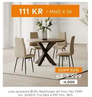 Skeidar Luke spisebord tilbud