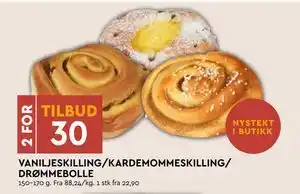 Coop Mega VANILJESKILLING/KARDEMOMMESKILLING/ DRØMMEBOLLE tilbud