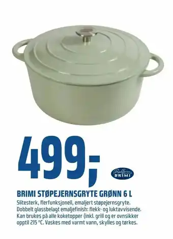 Coop Obs Brimi støpejernsgryte grønn 6 l tilbud