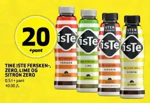 Bunnpris TINE ISTE FERSKEN-, ZERO, LIME OG SITRON ZERO tilbud
