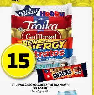 Bunnpris ET UTVALG SJOKOLADEBARER FRA NIDAR OG FAZER tilbud