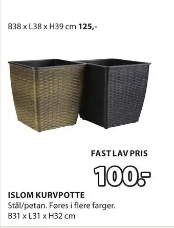 JYSK ISLOM KURVPOTTE tilbud