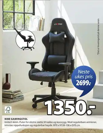 JYSK NIBE GAMINGSTOL tilbud