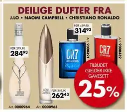 Sparkjøp DEILIGE DUFTER FRA J.LO, NAOMI CAMPBELL, CHRISTIANO RONALDO tilbud
